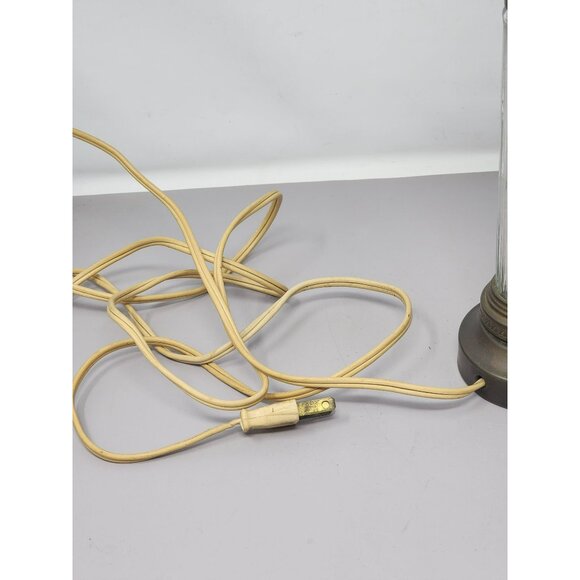 Vintage Working Leviton Glass Brass Table Lamp Ribbed Column Design Base - Picture 8 of 12